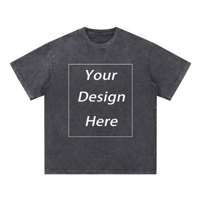 220 GSM 100% Cotton Acid Wash T-Shirt Customized Pattern Unisex Short Sleeve Tees
