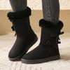 Mode Wasserdichte Damen Winterstiefel 2024 Damen Schneestiefel Trend Schleife Warm Wadenhohe Stiefel Damen Verdickte Plüsch Rutschfeste Baumwollstiefel