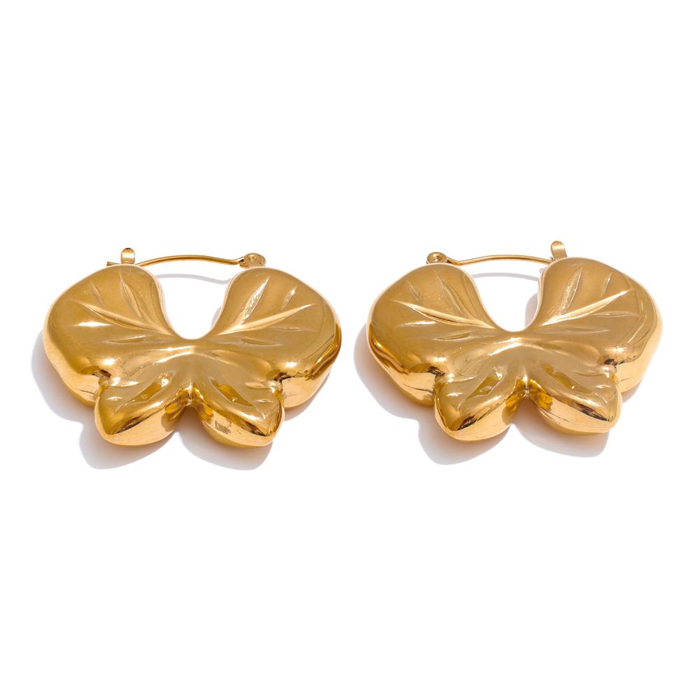 

Yhpup Popular Style Stainless Steel Metal Bow Knot Hoop Earrings Waterproof Fashion Golden Trendy Daily Jewelry Gift
