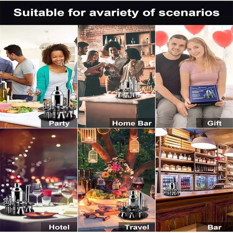 24 oz 750 ml Cocktail Bar Martini Drink Shaker Set mit Sieb Edelstahl Barkeeper-Set Cocktail-Drink-Mixer mit Jigger
