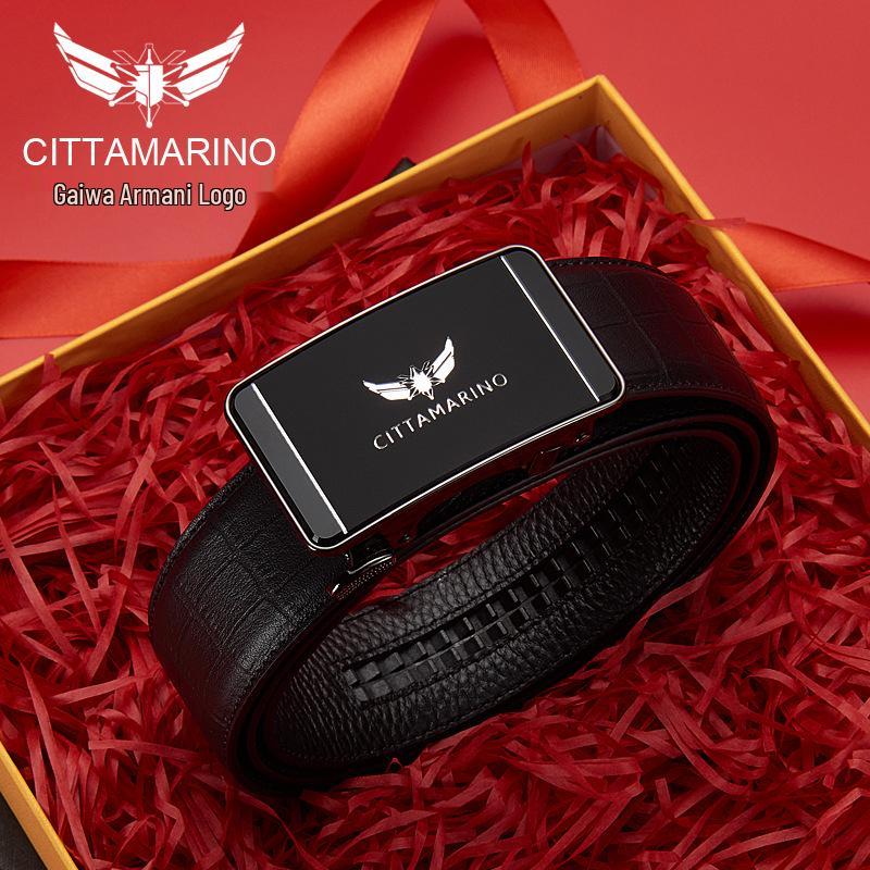 

Мужской кожаный ремень с оригинальным логотипом Armani и автоматической пряжкой, верхний слой коровьей кожи, повседневный стиль 115 cm