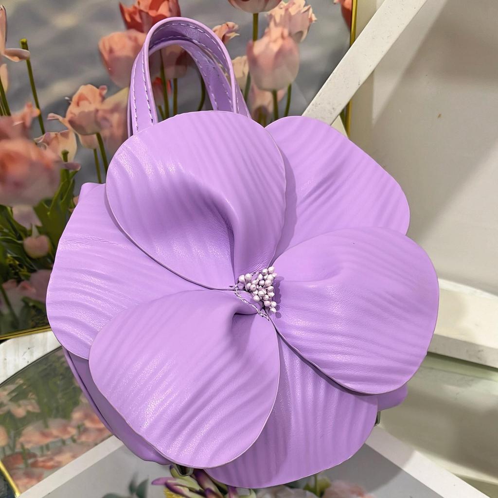 Französische Blütenblatt-Blumen-Handtasche - Frühlings-Tragetasche & Umhängetasche mit Kette für Damen
