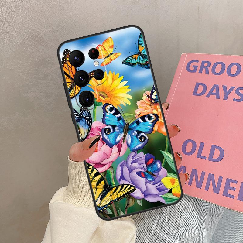 Butterfly Case For Samsung Galaxy S25 Ultra S20 S21 S22 S23 S24 Ultra S9 S10 Plus S25 FE Cover Coque