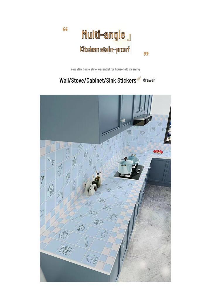 Enhanced Waterproof Kitchen Stove Wallpaper - Oil, Heat, and Moisture Resistant Self-Adhesive Sticker