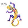 Metal Gecko Wall Decor Wall-mounted Colorful Gecko Figurine Wall Art Gecko Decoration for Garden Indoor Outdoor Decor Housewarming Gift