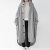 Winter Women Long Sleeve Trench Coat Ankle Length Hooded Single Breasted Thick Pockets Solid Color Irregular Hem Casual Outdoor Jacket