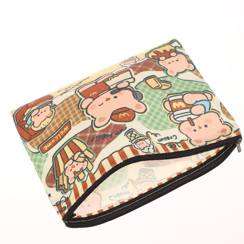 Cute Little Bear Cosmetic Bag Cartoon Canvas Makeup Bag Large Capacity Travel Toiletry Bag Clutch Bag For Girl Gifts