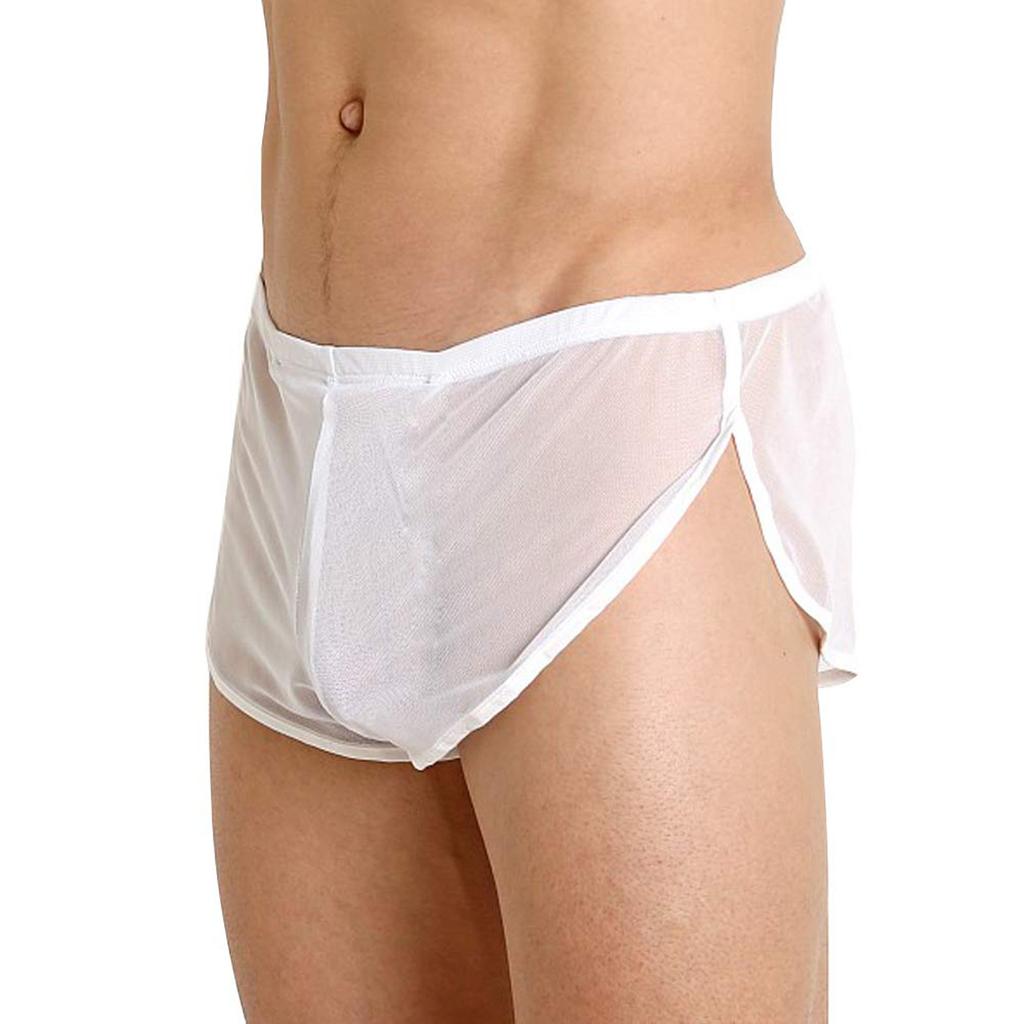 Sous-vêtements Sexy pour Homme en Maille Respirante Caleçons Shorts en Maille pour Homme Transparents avec Grande Fente