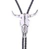 Elegant Black Bolo Tie with Bull Pendant Cowboy Bull Necktie Western Necklace Cool Bola-Tie Western Cowboy Costume