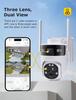 Three-Lens UBOX-4G Solar Camera, 15x Zoom, Outdoor Dual-View, 6MP HD, Night Vision, PTZ.