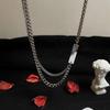 Trendy Korean Style Hip Hop Titanium Steel Double Layer Uneven Necklace for Men and Women