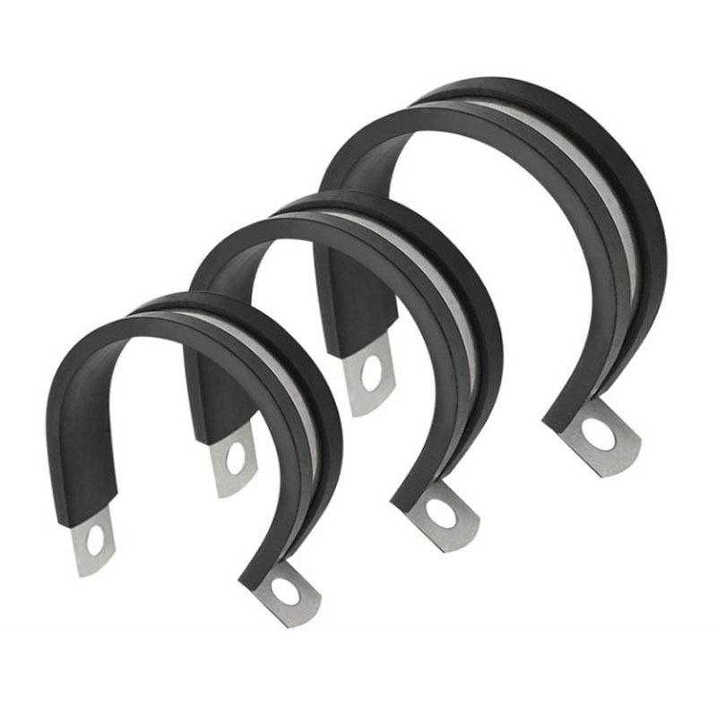 5pcs 304 Stainless Steel Rubber Lined P Clips R-type Pipe Clamp Cable Mounting Hose Pipe Clamp Hose Clamp Fixed Pipe Bracket 6.35mm