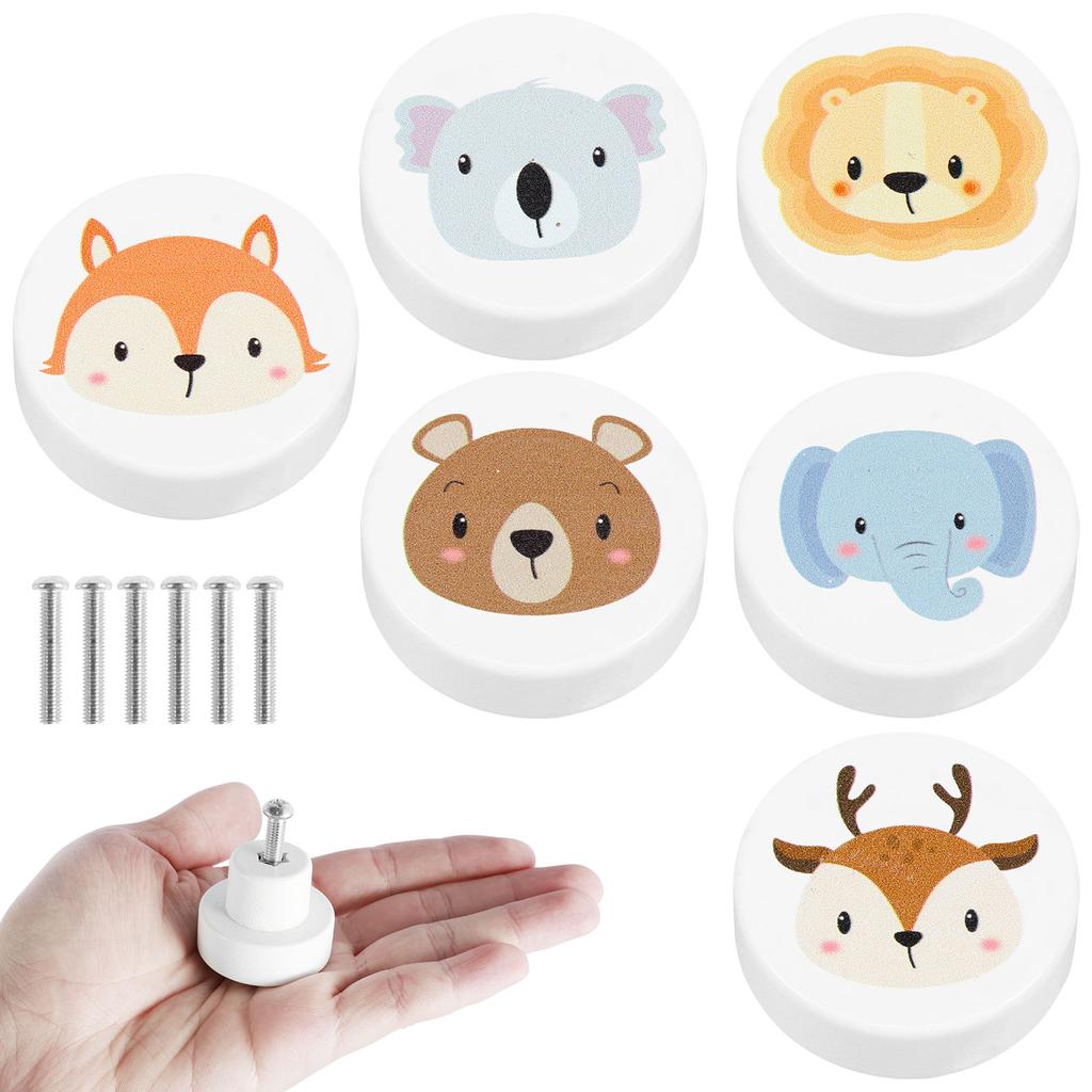 8/6Pcs Drawer Knobs Wooden Dresser Pull Handle with Screws Cute Creative Cabinets Knobs 3.5cm Decorative Round Wardrobe Door