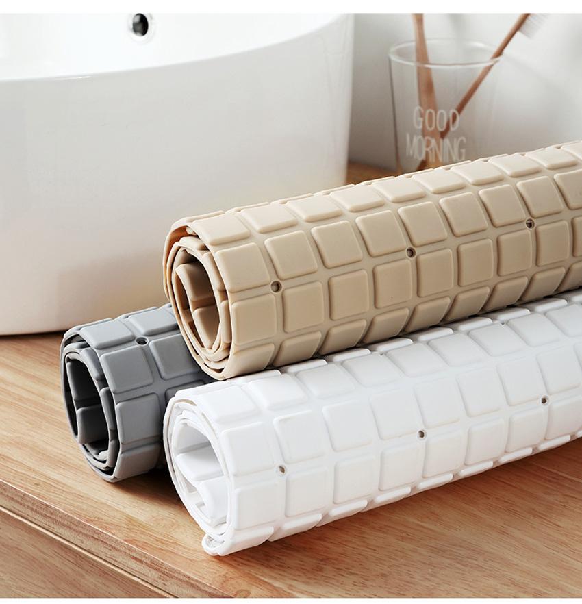 Non-Slip Bath Mat Grids PVC Mats with Suction Cup for Bathroom Toilet Bathtub Rug Doormat Safety Grey White Beige 38x70cm