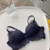 Women's Beige Floral Lace Bralette Bow Decor Wireless Triangle Bra