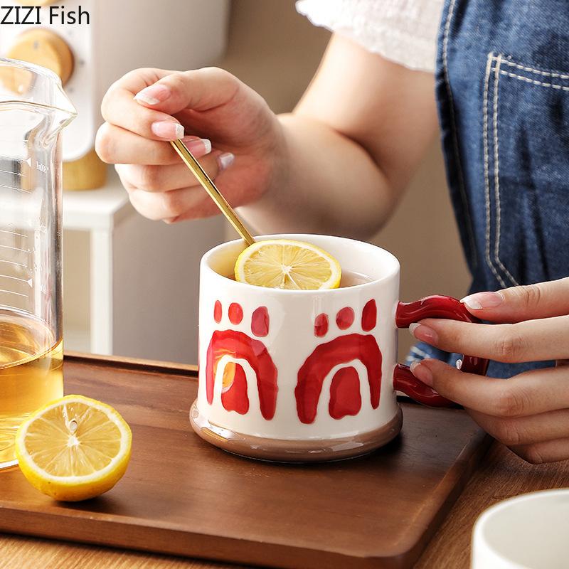 Creative Ceramic Mug Office Water Cup Afternoon Tea Dessert Coffee Cup Japanese Home Breakfast Milk Cup Drinking Set Friend Gift