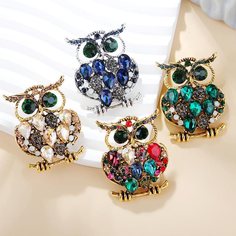 Fashion Vintage Rhinestone Lovely Owl Brooches For Women Clothing Coat Jewelry Accessries Gifts