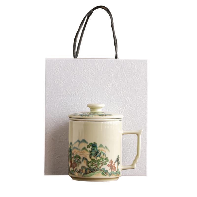 Landscape Tea Cup/personal Use/mug/covered/tea Separation Cups/Chinese Ceramic Office Cups/ceramic/ With Filter Screen
