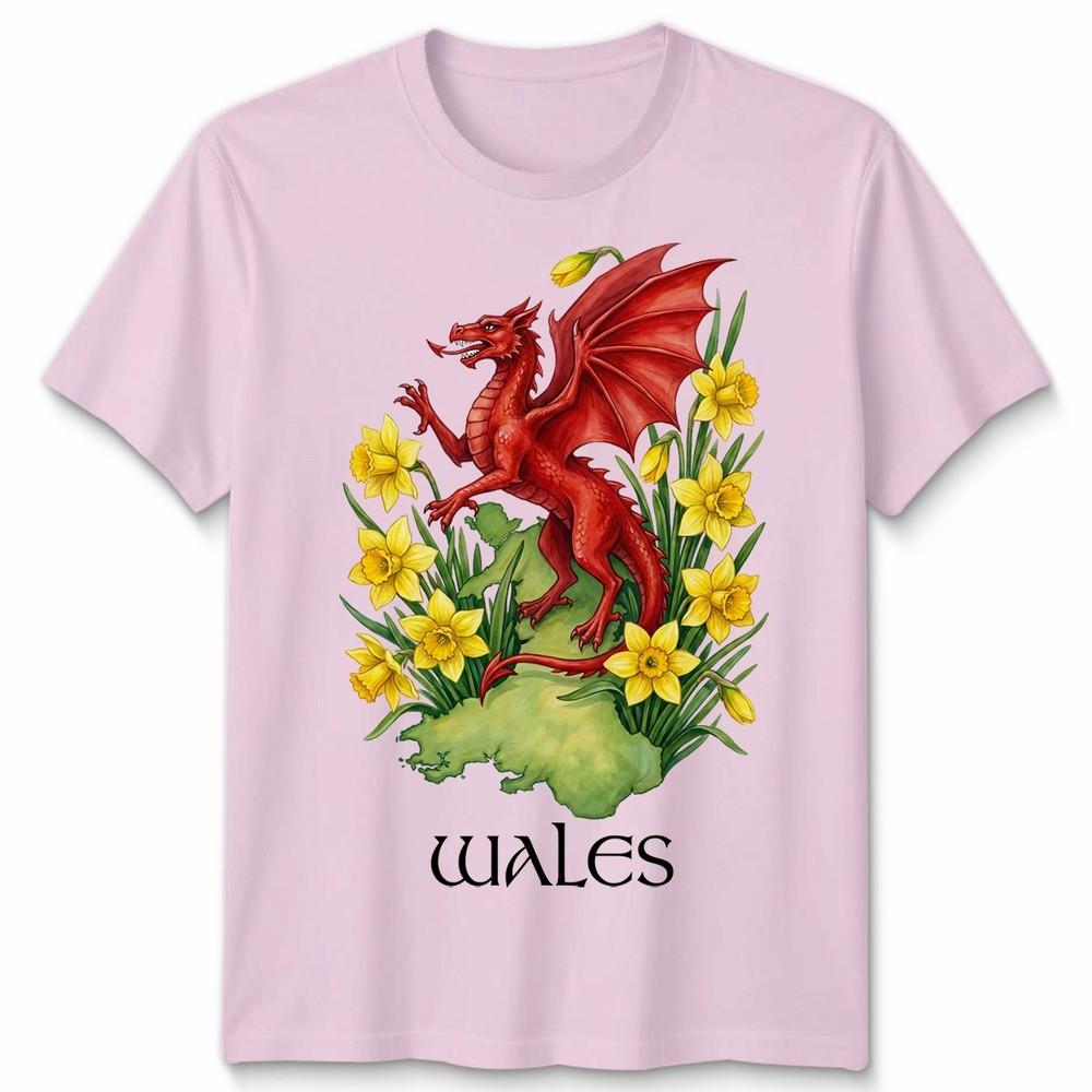 St Davids Day Welsh Flag Dragon Daffodil Wales Festival T Shirt Unisexs Kids Unisex