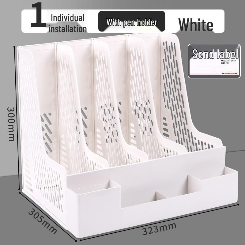 Four-Layer File Holder Organizer with Dividers for Office Supplies
