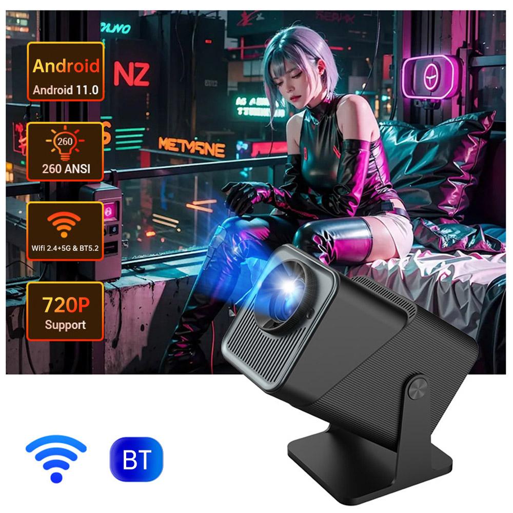 Proiettore 720P WiFi BT5.2 Sistema Android 11 Proiettore cinematografico girevole a 180 gradi con display da 220 pollici