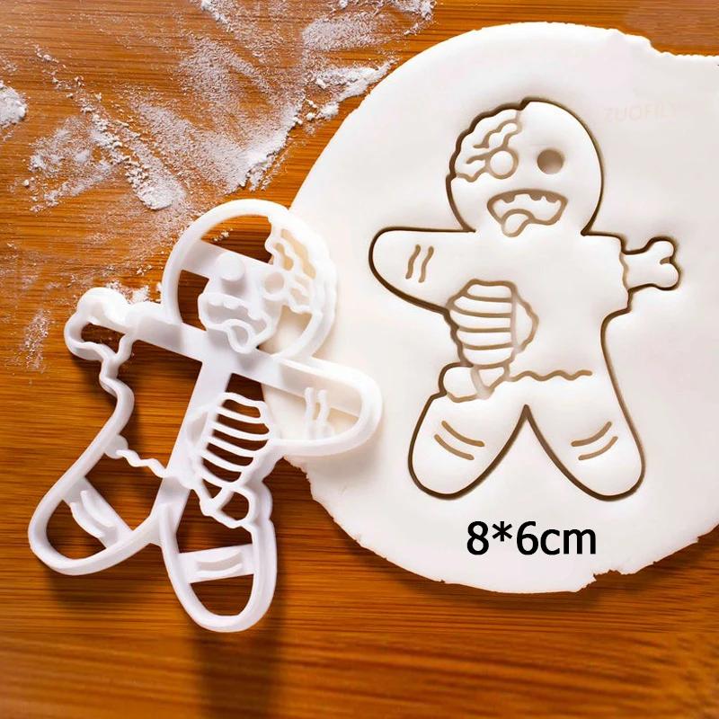 

Halloween Gingerbread Man Skull Cookie Cutter Christmas 3D Plastic Skeleton Biscuit Mold Fondant Pastry Cartoon Cake Decoration