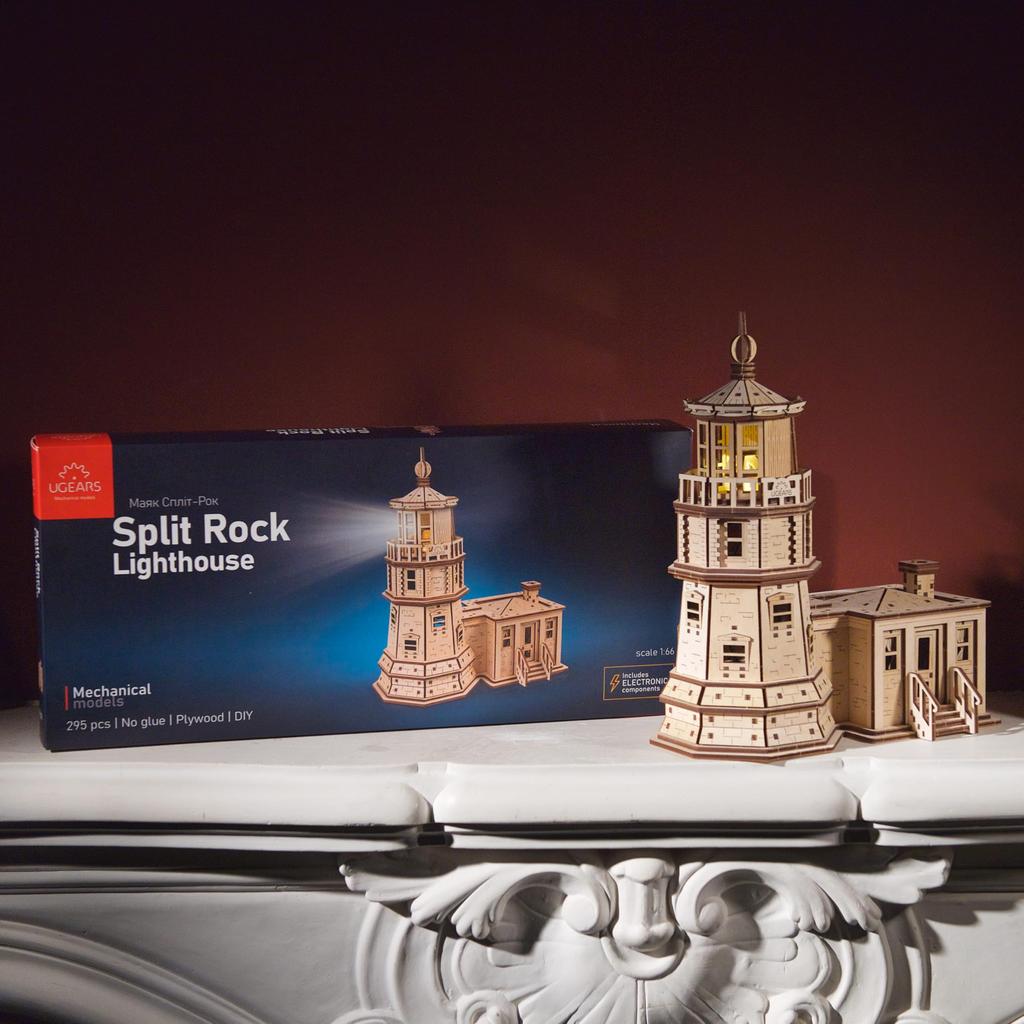Ugears Split Rock Lighthouse Puzzle Wooden Craft Model No Glue or Tools Required - -