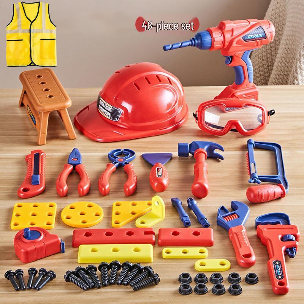 Kids' Pretend Play Repair Tool Set with Electric Drill for Ages 3-6