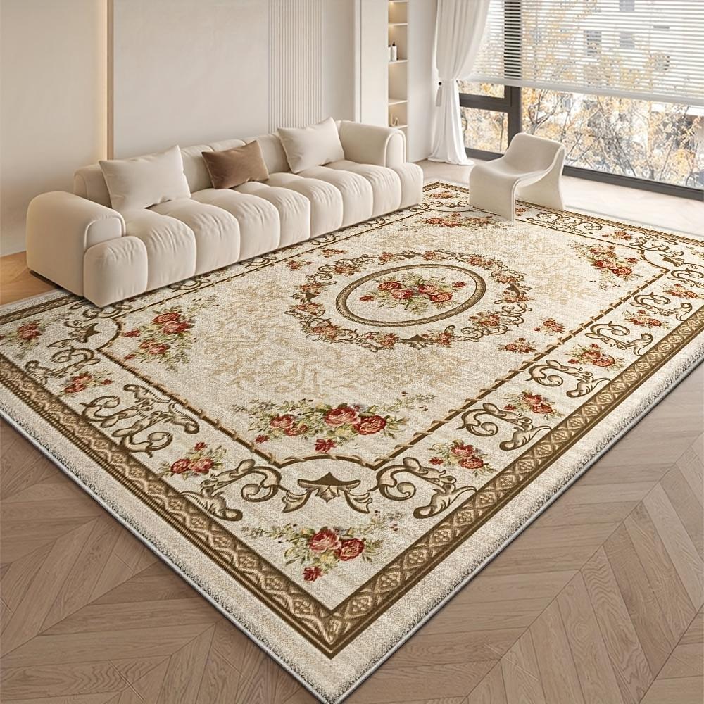 European Style Flower Carpets for Living Room Retro Decoration Home Carpet Hall Sofa Area Floor Mat Room Decor Large Rug
