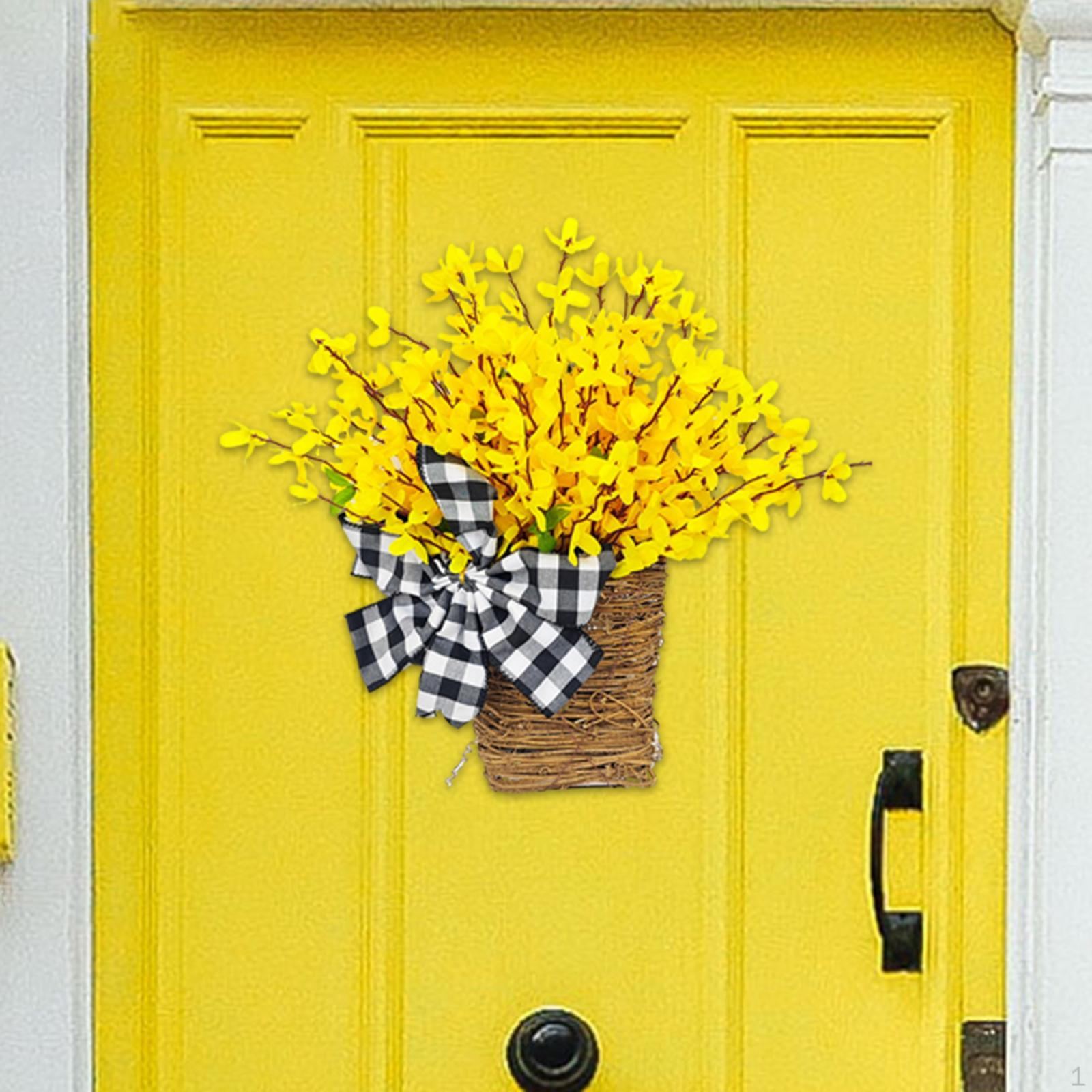 

Hanging Basket Artificial Flowers Gift Charm Yellow Flower Wreath Silk Arrangements