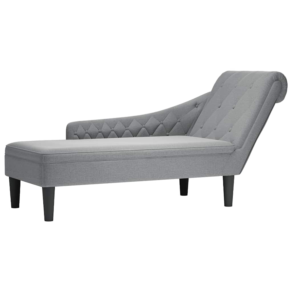 Chaiselongue with Cushion and Right Armrest Light Grey Fabric