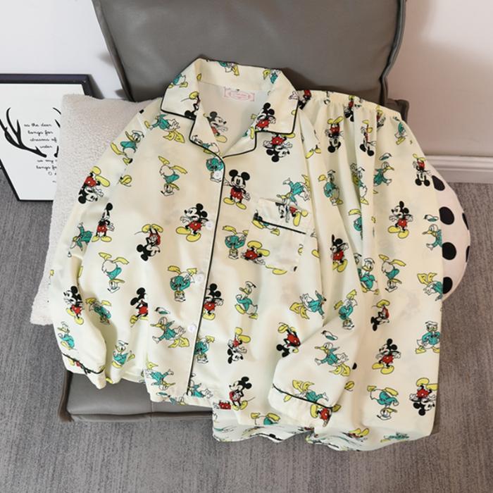 Chinese Style Ink Print Vintage Pajamas Set for Women Nightwear Autumn Casual All-match Women's Pajamas Sleepwear