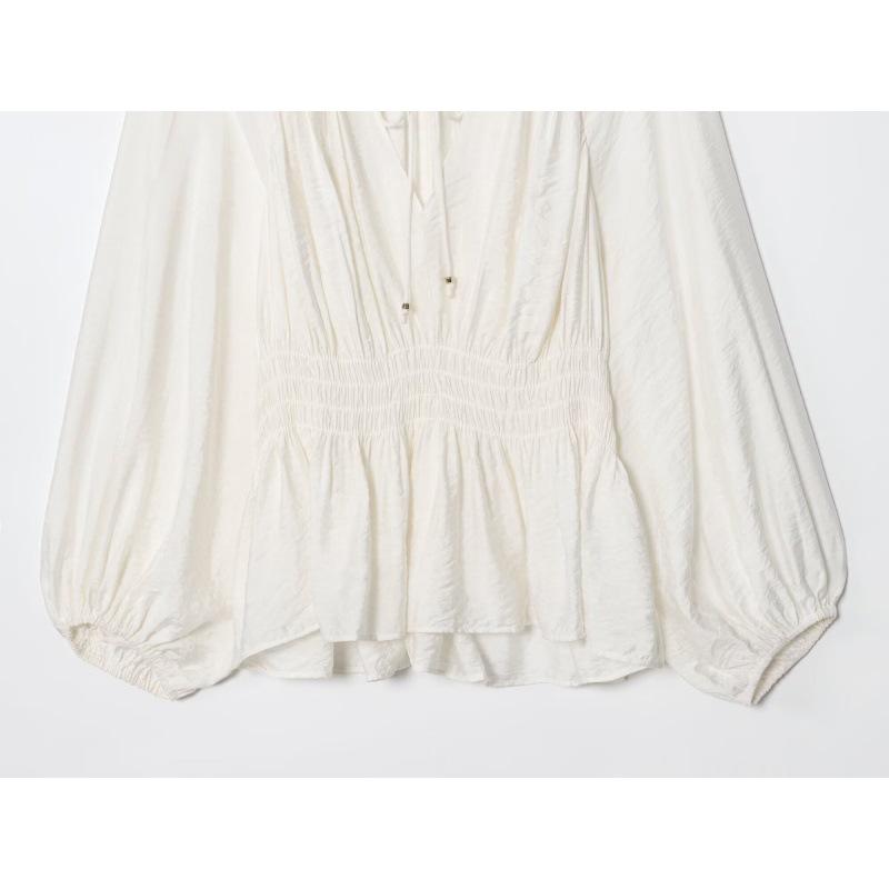 European American Style Pleated Women's Shirt - Autumn/Winter 2025 New Arrival