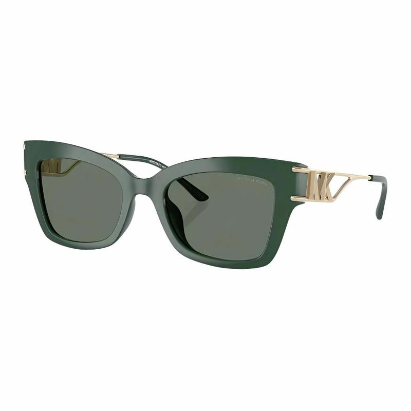 MICHAEL KORS Mirror side logo metal injection irregular shape sunglasses women s green