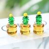 Miniatur Kaktus Figur aus Kunstkristall Handgeblasenes Glas Topfpflanze Ornament für Zuhause Büro Schreibtisch Tischplatte Auto Innenraum Armaturenbrett Dekoration