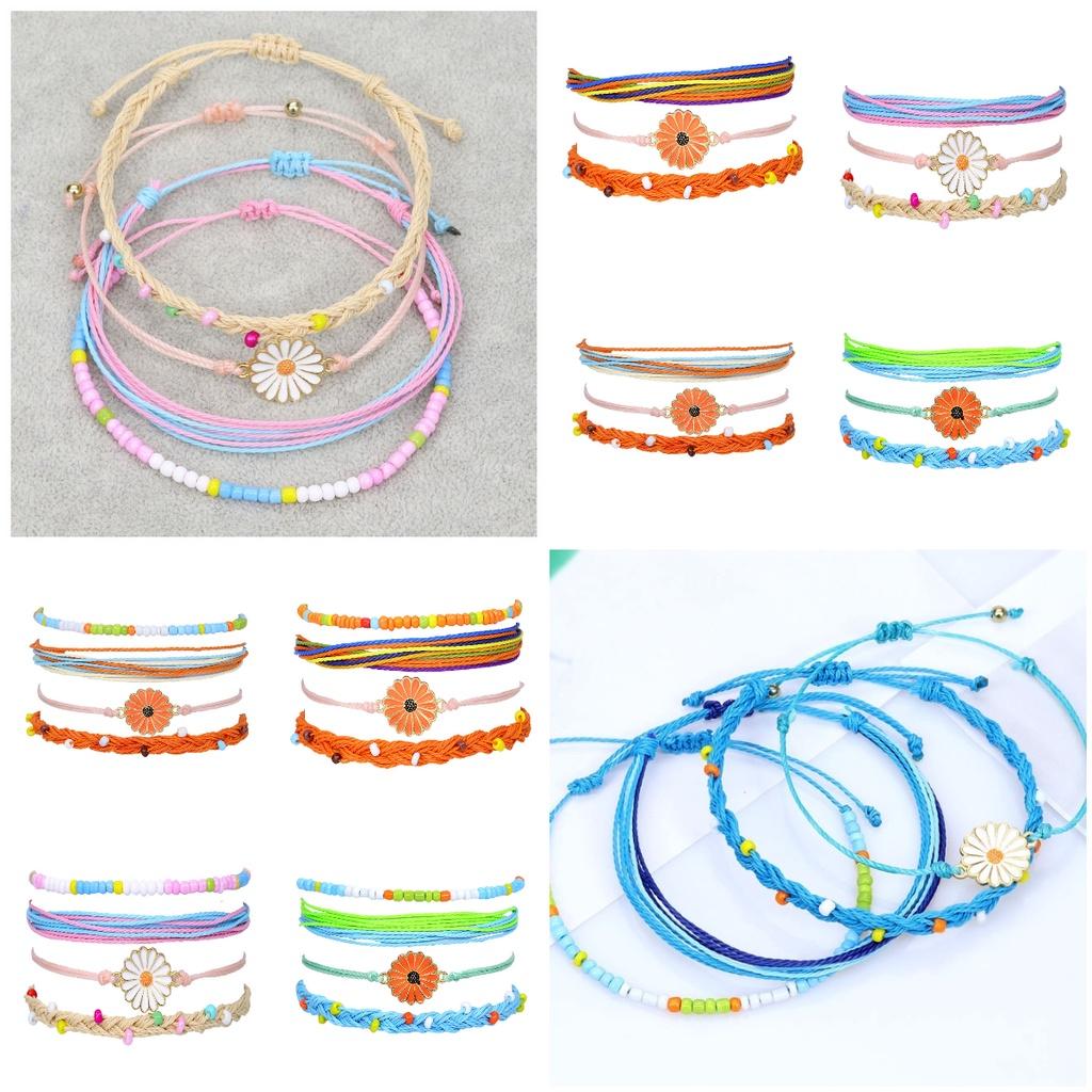Bracelet Friendship Daisy Hand Made Anklet Flower Pendant Girls Gifts Kids Decor