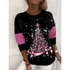 XS-8XL Women's T Shirt Tee Snowflake Sparkly Christmas Tree Christmas Weekend Painting Tee Long Sleeve Print Round Neck Basic