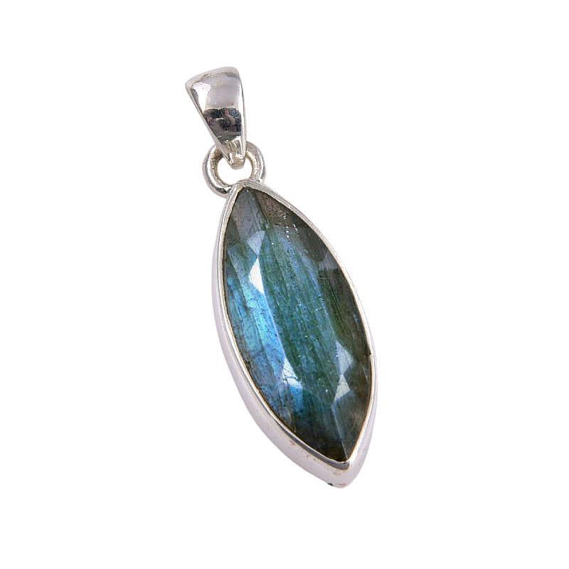 Natural Labradorite Gemstone 925 Solid Sterling Silver Gift Pendant 1.25" J0w92