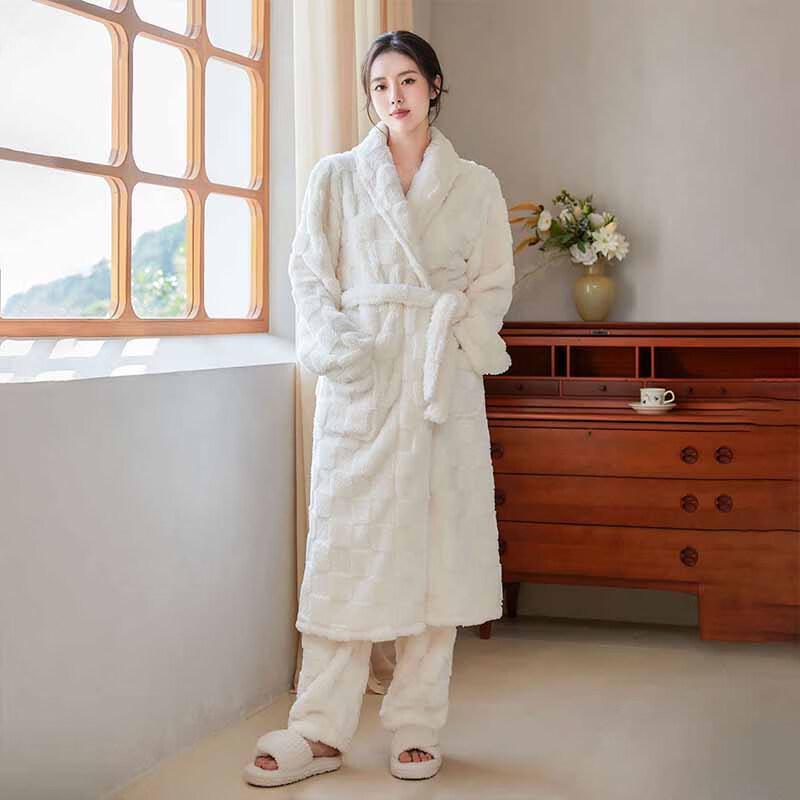 

OEING Plaid Jacquard Long Robe Set L