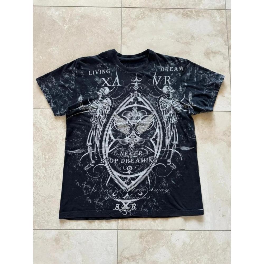 Sommer Herren Personalisiertes Totenkopf-Print Bequemes Rundhals-T-Shirt Outdoor Streetstyle Oberteil Lässige Damenbekleidung