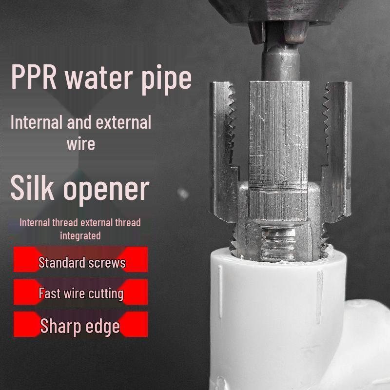 Universal Electric Drill Water Pipe Tap Opener (PPR/PE/PVC Compatible), Inside/Outside Thread, 46 Points