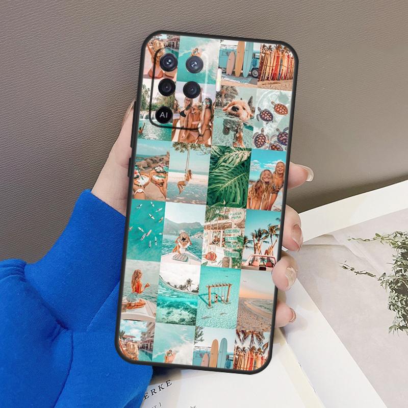 Surf Beachy Blue Summer Collage Case For Oppo A94 A74 A54 A80 A60 A40 A18 A38 A58 A78 A98 A96 A76 A16 A15 A17 A57 A77 A5 Pro