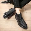 Embossed Men's High-Top Patent Leather Shoes, Autumn/Winter 2022 Korean Style Youth Thick-Soled Zipper British Design