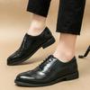 Men White Brogues Derbys Formal Business Leather Shoes Men Retro Black Tuxedo Wedding Classic Dress Shoes Over Sized