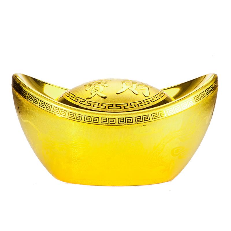 Feng Shui Gold Ingot Ornament for Wealth: New Year Hollow Plastic Candy Box Decor