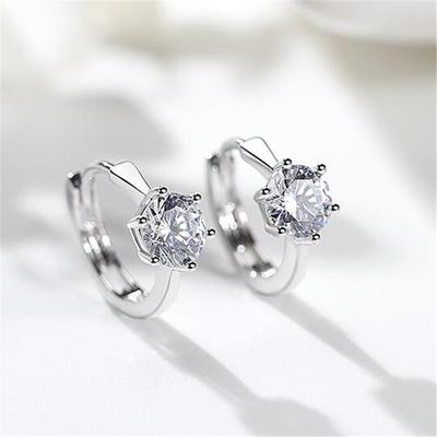 925 Sterling Silver cyrkon przekłuwanie uszu kryształowe kolczyki koła dla kobiet dziewczynki zaręczyny ślub Trendy Party biżuteria prezent