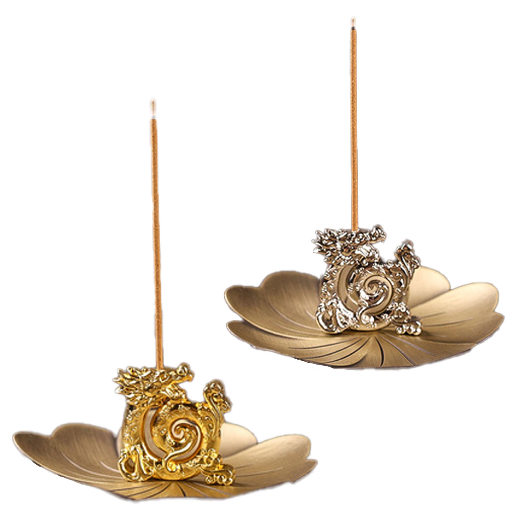 

Felimoa Dragon and Dragon Zodiac Incense Holder, Buddhist Altar, Includes Incense Dishes, Set of 2 Colors