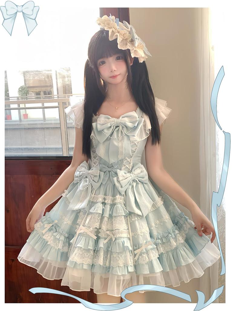 Jundakara Lolita Cosplay Open Shoulder and Detachable French Princess Size M Women's Dress, JSK, Costume, Lace, Ruffles, Ribbon, Lace-Up, Lolita,