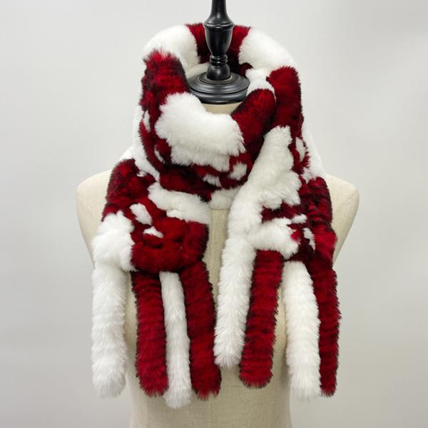 Natural Rabbit Fur Scarf Women Winter Warm Shawls Fashon Plaid Knitted Real Fur Scarves Bufanda Luxury Designer Scarf