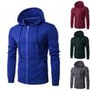 Felpa con cappuccio e zip da uomo, tinta unita, colletto aperto, maglia con zip, felpa casual alla moda, abbigliamento sportivo